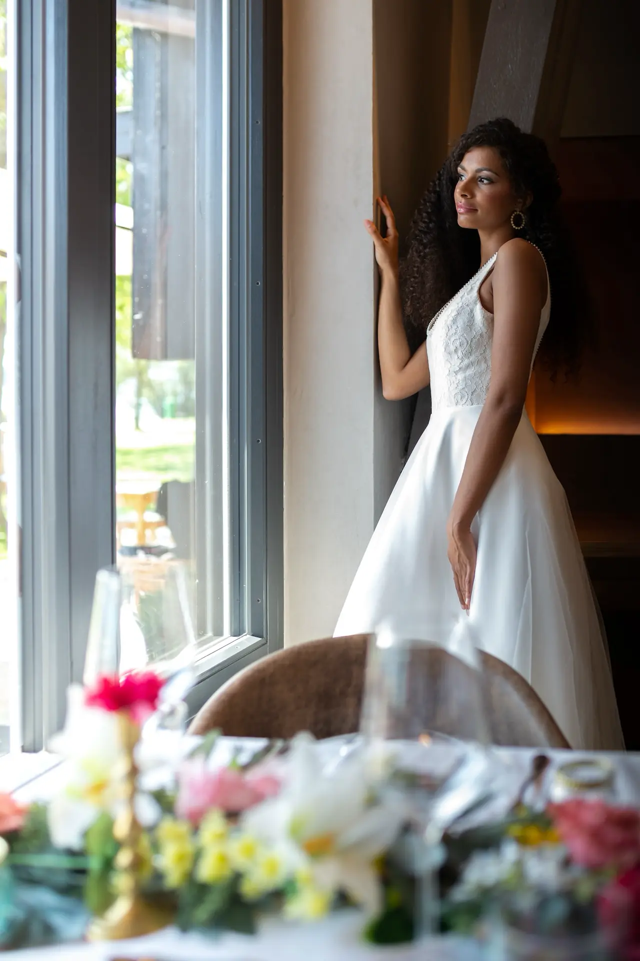 a bride in a white dress